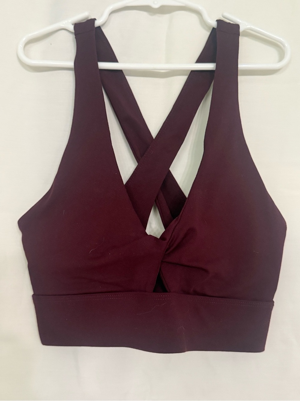 Fabletics Oasis Twist Sports Bra Burgundy Criss Cross Back XS/S